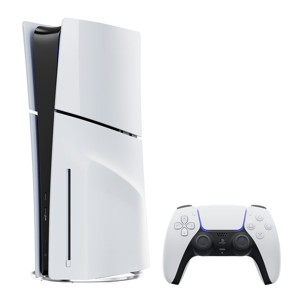 PlayStation 5 Slim Disc Edition 1TB SSD with Two Controllers White and Midnight Black DualSense and Mytrix Dual Controller Charger - Region Free PS5 Gaming Console