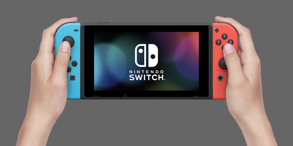 Nintendo Switch with Neon Blue and Neon Red Joy-Con