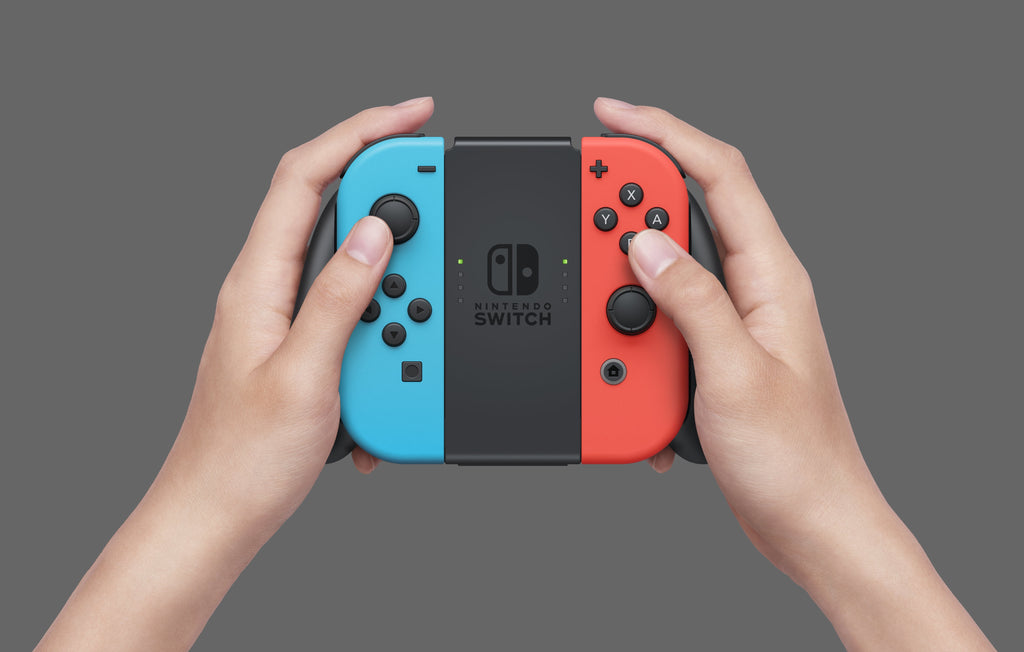 Nintendo Switch with Neon Blue and Neon Red Joy-Con