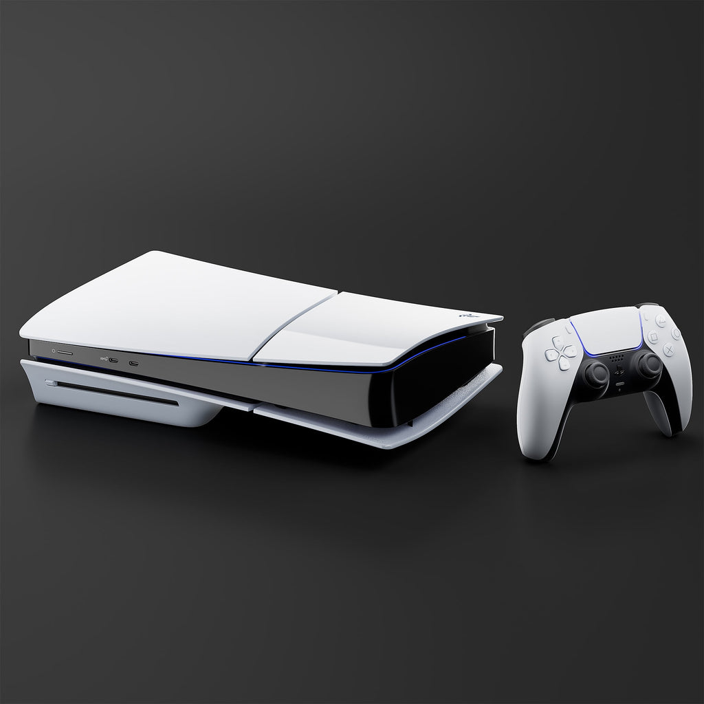 PlayStation 5 Slim Disc 2TB SSD ASTRO BOT Bundle with Two Controllers, White and Cobalt Blue DualSense and Mytrix Dual Controller Charger - PS5 Slim Disc Edition