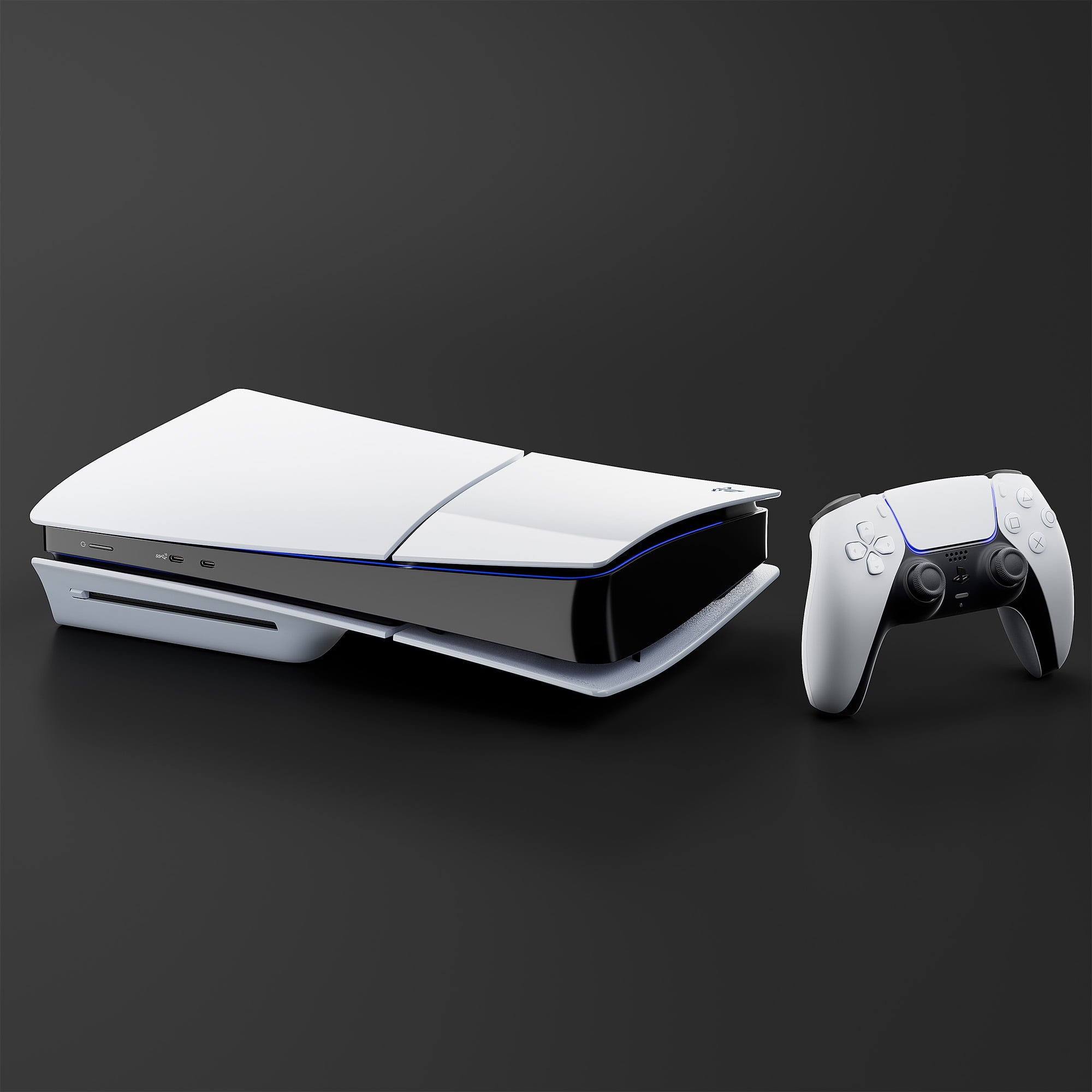 PlayStation 5 Slim Disc Edition Bundle with Gran Turismo 7 and C-Gamers Dual-Controller Charger - PS5, White
